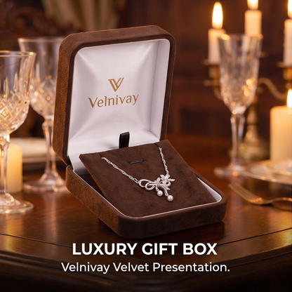 VELNIVAY Graceful Bow & Floral Pearl Necklace