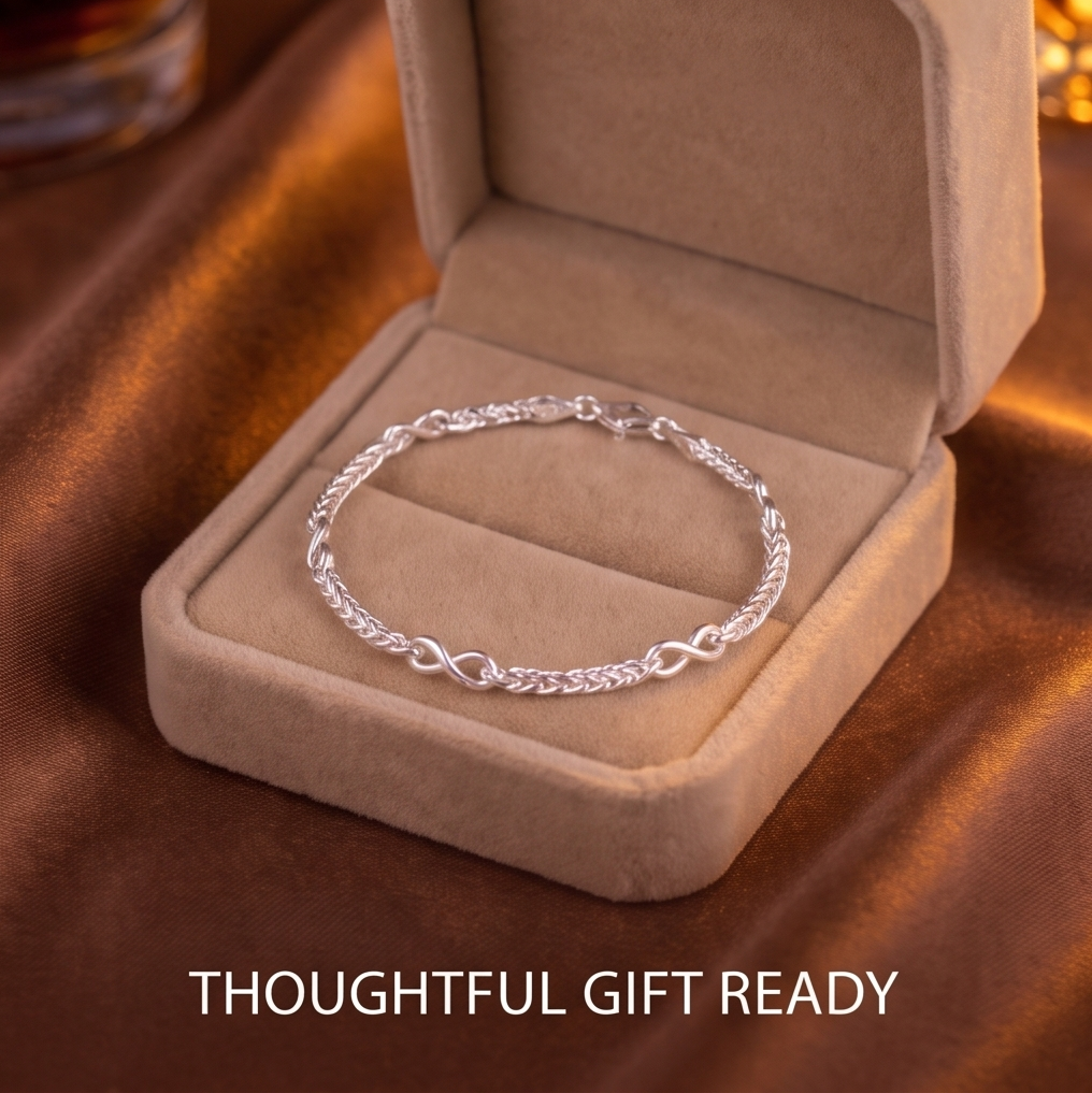 VELNIVAY Eternia Infinity Bracelet — Sterling Silver Endless Loop Bracelet