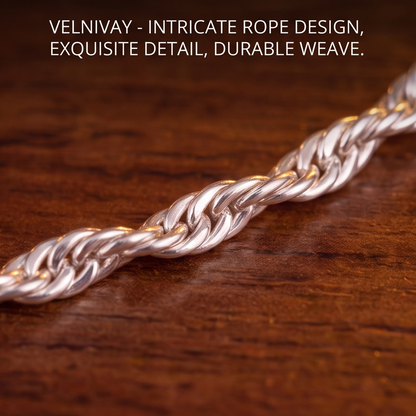 VELNIVAY® Sterling Silver Rope Chain Bracelet
