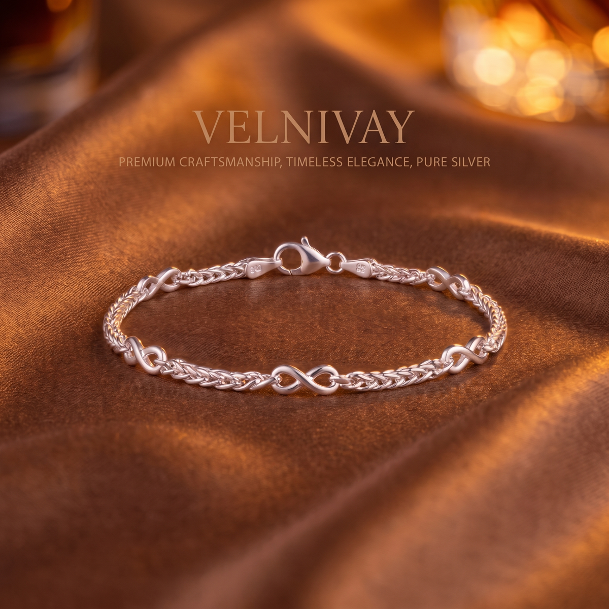 VELNIVAY Eternia Infinity Bracelet — Sterling Silver Endless Loop Bracelet