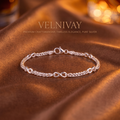 VELNIVAY Eternia Infinity Bracelet — Sterling Silver Endless Loop Bracelet
