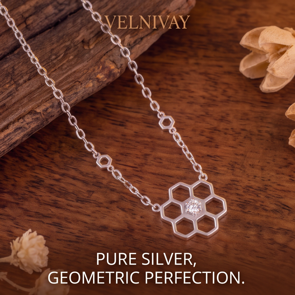 VELNIVAY Honeycomb Geometric Diamond Necklace