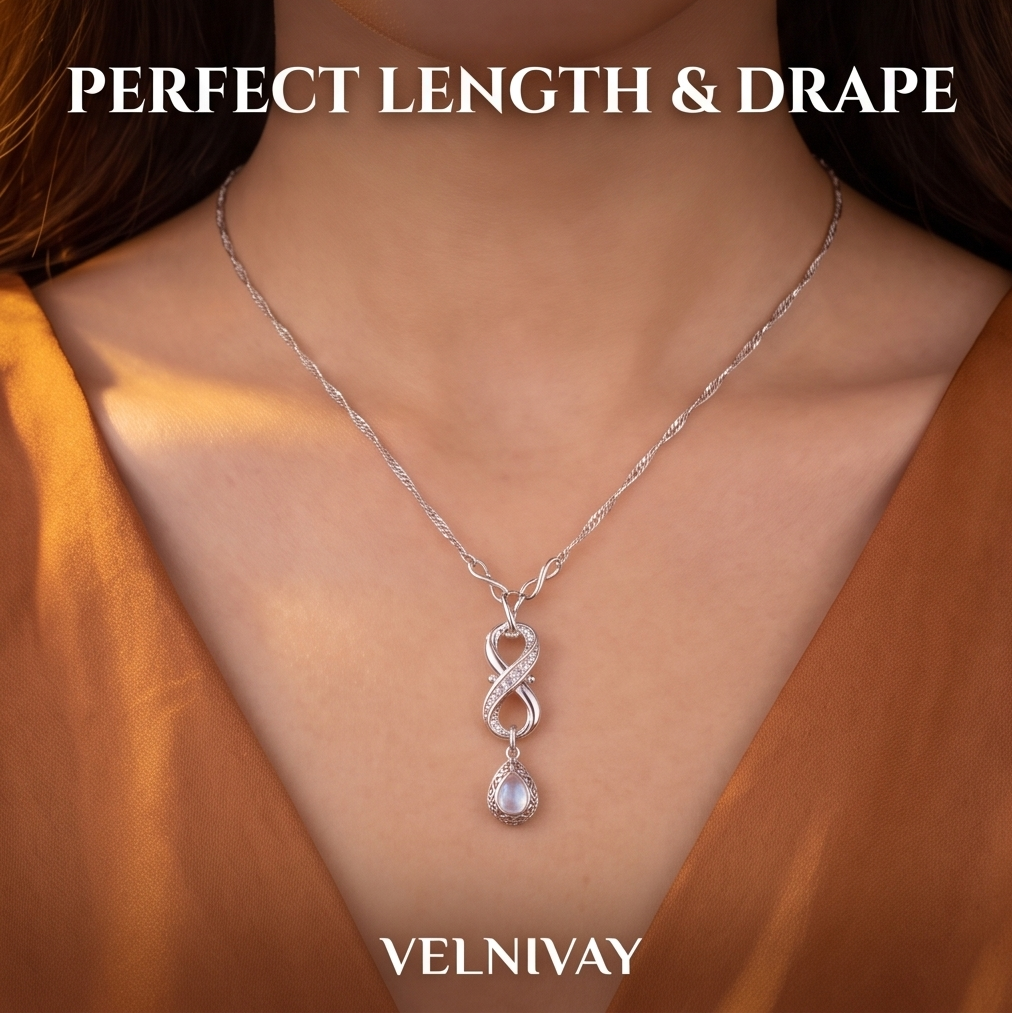 VELNIVAY Luminous Moonstone Infinity Pendant Necklace
