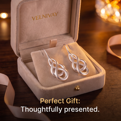VELNIVAY Infinity Knot Earrings — Timeless Sterling Silver Statement Earrings
