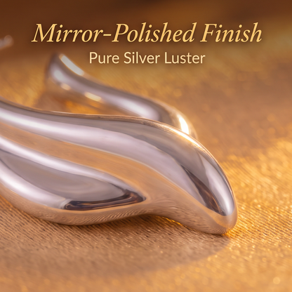 VELNIVAY Sculptural Wave Earrings — Modern Silver Statement Earrings