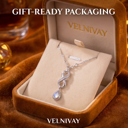 VELNIVAY Luminous Moonstone Infinity Pendant Necklace