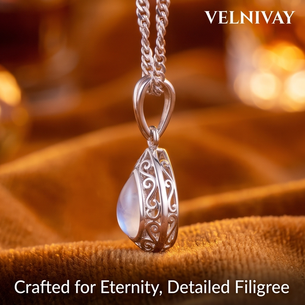 VELNIVAY Luminous Moonstone Infinity Pendant Necklace