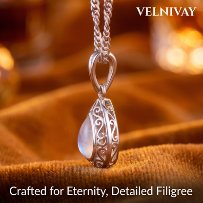 VELNIVAY Luminous Moonstone Infinity Pendant Necklace