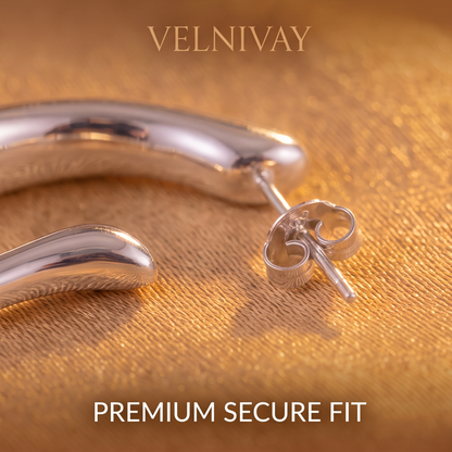 VELNIVAY Sculptural Wave Earrings — Modern Silver Statement Earrings