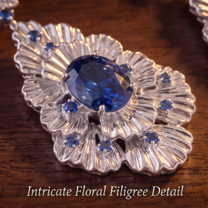 VELNIVAY Celeste Bloom Earrings — Sapphire Floral Drop Earrings
