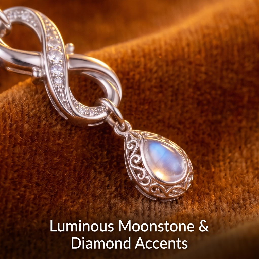 VELNIVAY Luminous Moonstone Infinity Pendant Necklace