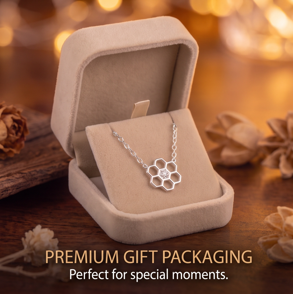 VELNIVAY Honeycomb Geometric Diamond Necklace