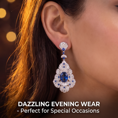 VELNIVAY Celeste Bloom Earrings — Sapphire Floral Drop Earrings